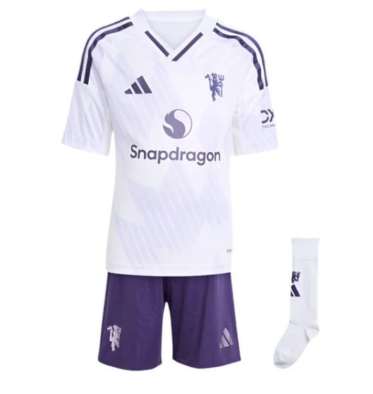T-shirt e Pantaloncini Bambino Manchester United Away 2025/26 - Con Calzettoni