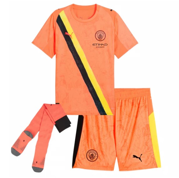 T-shirt e Pantaloncini Bambino Manchester City Portiere 2025/26 - Con Calzettoni